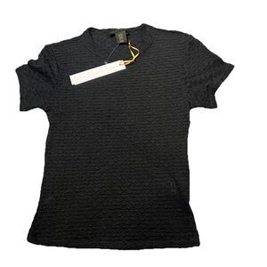 House Of Harlow 1960 Black Fitted Textured Crinkle short sleeve Women's XS NWT‎